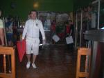 Surprisingly calm Bebi in his flooded restaurant