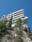 Looking up at the hotel from the pool