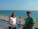 Jim and Katie admiring the backdrop in Nice