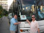 Robin and Tug with the 'Flair' bus